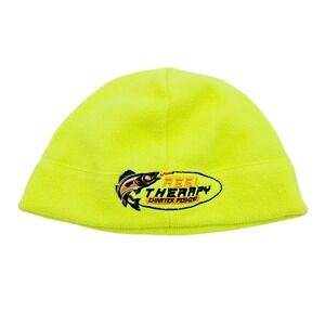 Carhartt Neon Yellow Fleece Beanie Hat OSFA Fishing "Reel Therapy" Embroidered